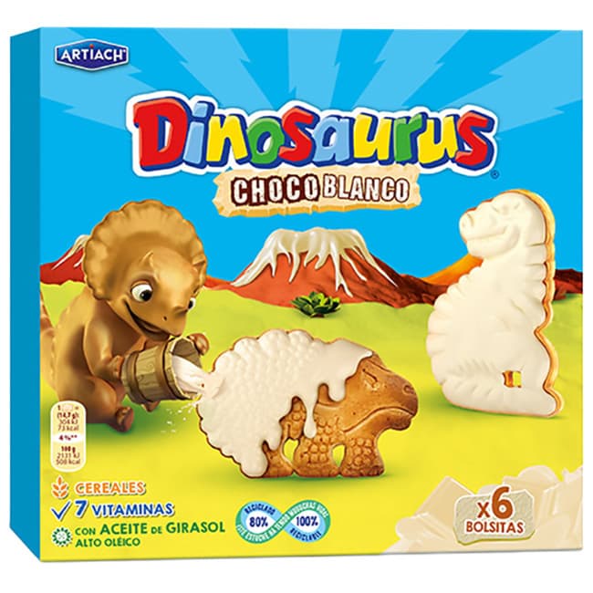 Artiach Dinosaurus galletas de chocolate blanco 352 g