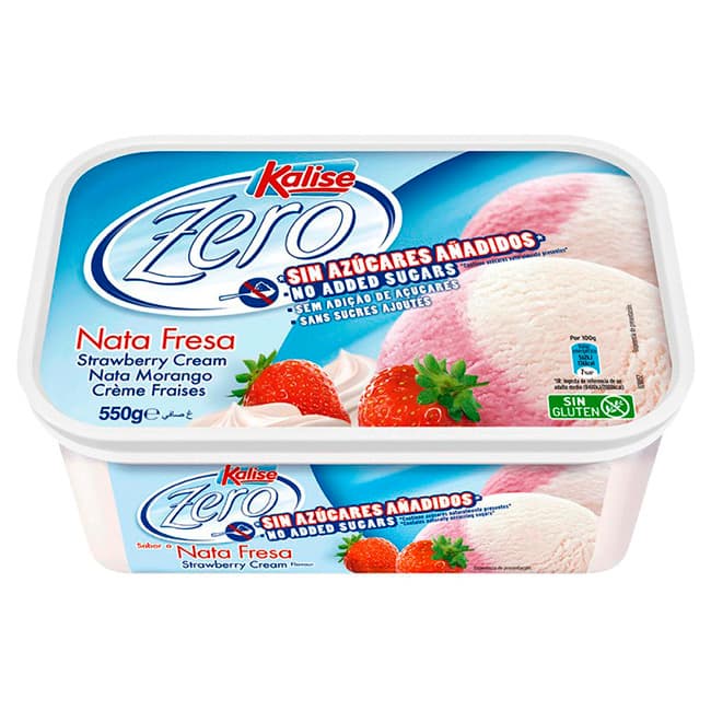 Kalise Prestige helado sabor nata y fresa 0 % azúcares añadidos 550 g