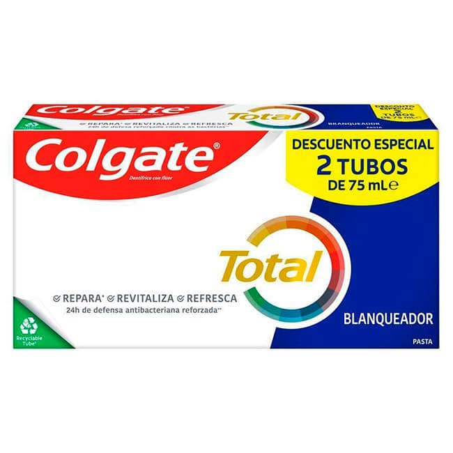 Colgate Total pasta de dientes blanqueadora 24 h de protección completa 2 x 75 ml
