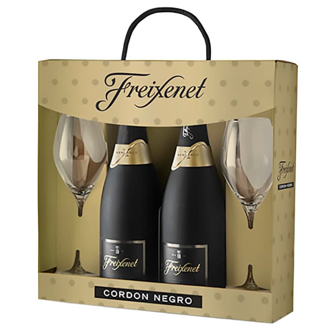 Freixenet cava cordon negro semi 2 x 75 cl + 2 copas