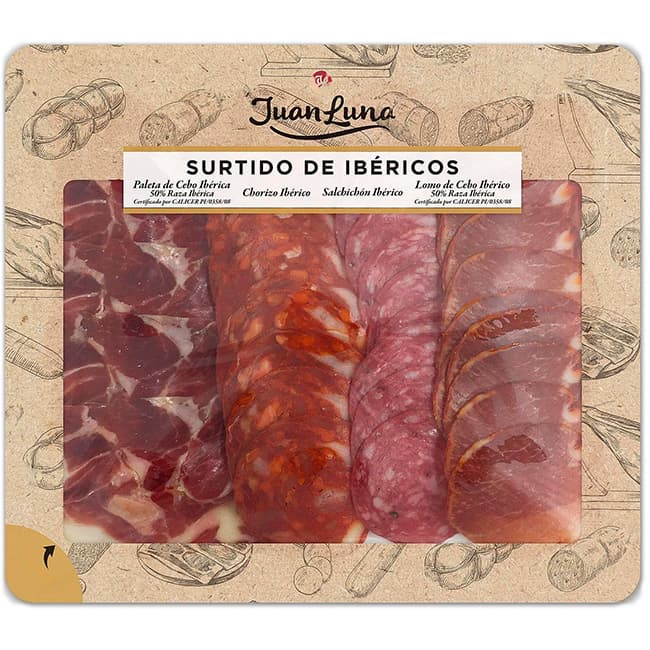 Jluna surtido ibérico paleta, chorizo, salchichon y lomo 120 g