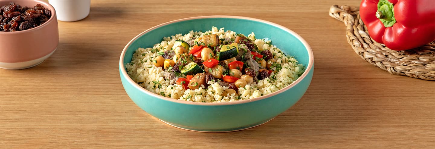 Couscous con verduras y carne