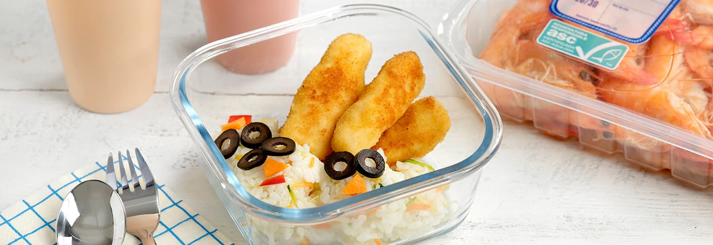 Fingers de pescado y arroz