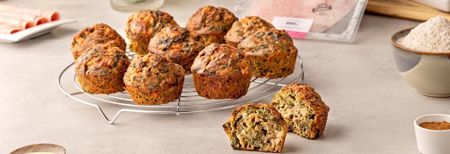 Muffins de jamón, queso y verduras