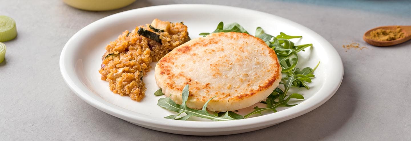 Burger de merluza y camarones con quinoa