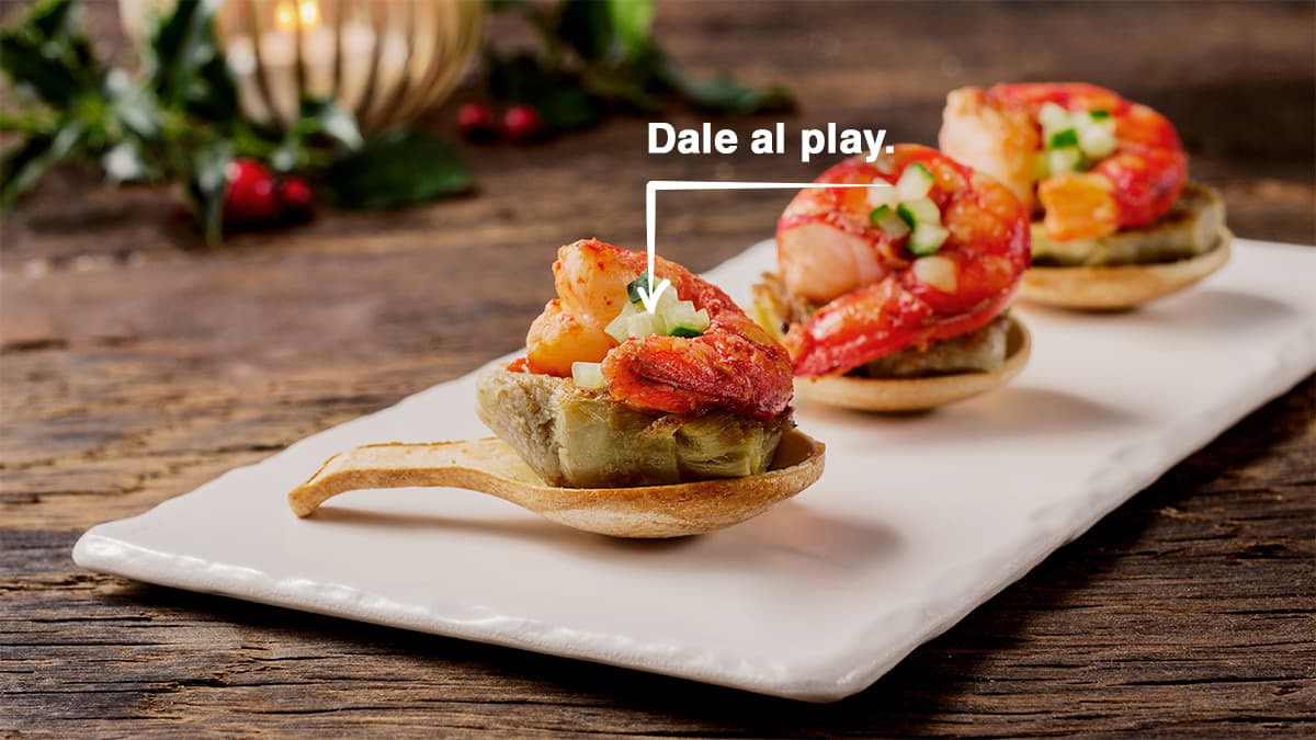 Cucharitas de alcachofa y carabineros Deluxe