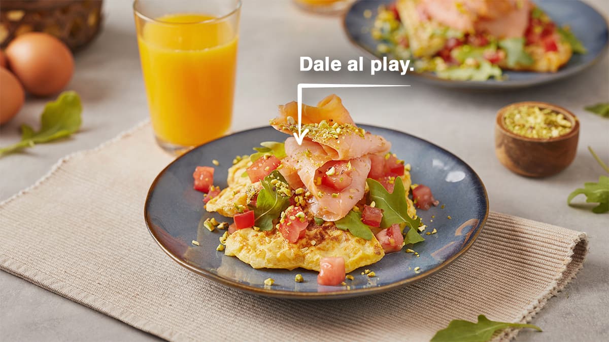 Gofres de patata y zumo de naranja