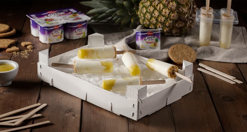 Helados de yogur desnatado con piña