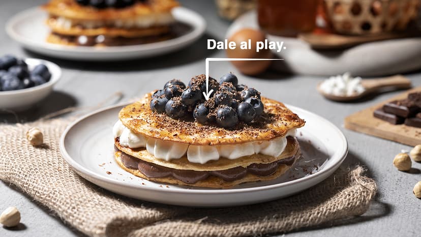 Milhojas de nata y crema de avellanas
