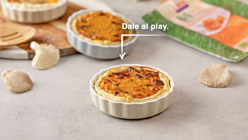 Mini quiche de salmón y setas