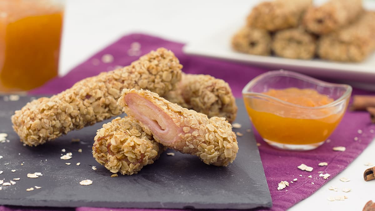 Rollitos de jamón y queso y chutney de naranja