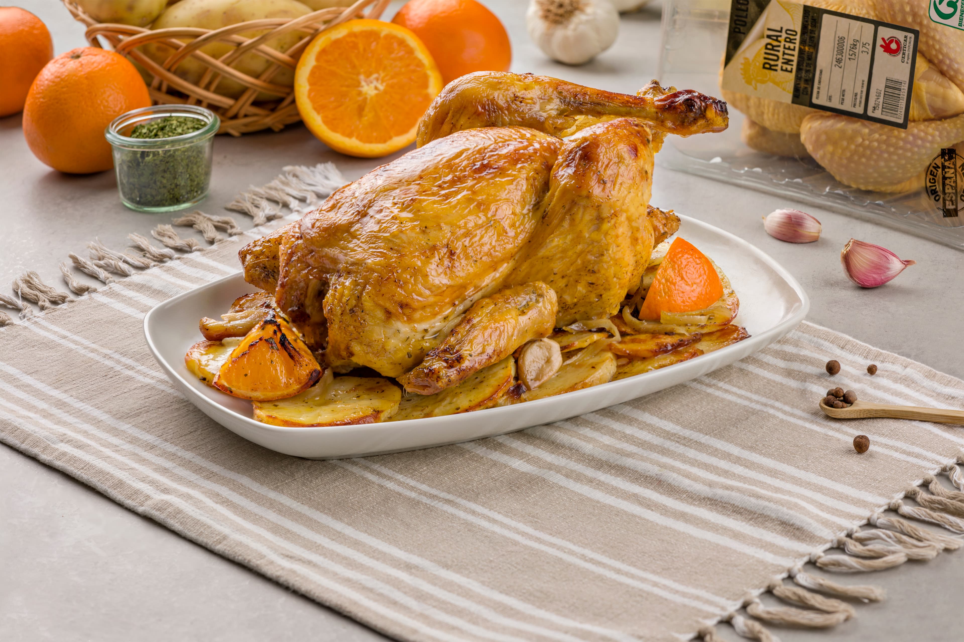 Pollo al horno con naranja