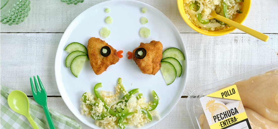 Nuggets con salteado de verduras y cuscús