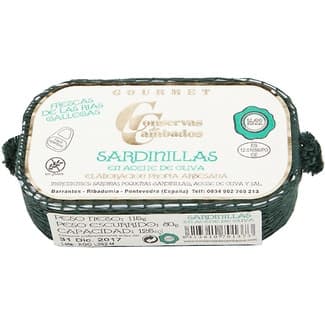 Sardinillas en aceite de oliva 16-22 piezas lata 81 g neto escurrido - Conservas De Cambados