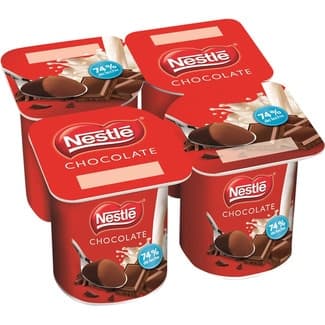 Postre de chocolate 74% de leche sin gluten pack 4 unidades 125 g - Nestle