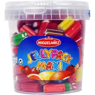 Jellypack Maxi regalices rellenos surtidos bote 600 g - Miguelañez