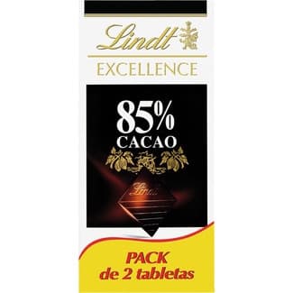Chocolate negro 85 % cacao pack 2 tabletas 100 g - Lindt Excellence