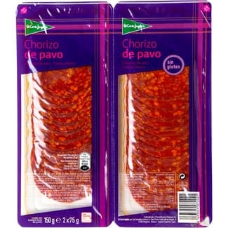 Chorizo de pavo en lonchas sin gluten pack 2 x 75 g envase 150 g - El Corte Ingles