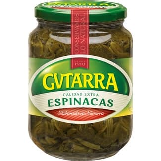 Espinacas extra al natural frasco 425 g neto escurrido - Gvtarra