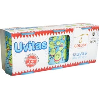 12 uvitas Año de Oro en almíbar peladas y sin semillas pack 3 envases 130 g neto escurrido - Golden