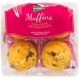 Muffins con chips de chocolate 4 unidades paquete 300 g - El Corte Ingles