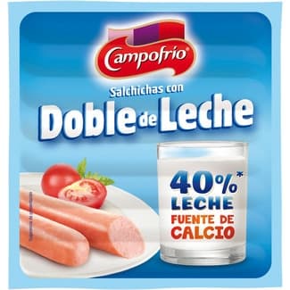 Salchichas cocidas de cerdo, pollo y pavo con doble de leche sin gluten 7 piezas envase 140 g - Campofrio