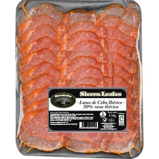 Lomo de cebo ibérico 50% raza ibérica en lonchas sin gluten envase 150 g - Sierra Leales