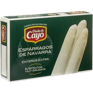 Espárragos blancos extra IGP de Navarra muy gruesos 6-8 piezas lata 220 g neto escurrido - Viuda De Cayo