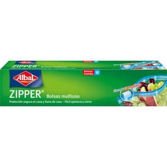 Bolsa de congelación multiusos Zipper 3 litros grandes con cierre de cremallera caja 8 unidades - Albal