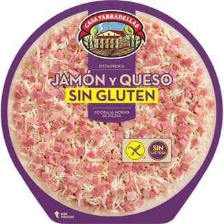 Pizza de jamón y queso sin gluten sin lactosa envase 420 g - Casa Tarradellas