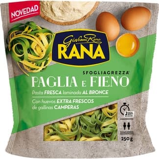 Pasta fresca paglia e fieno al huevo laminado al bronce con huevos extra frescos camperos 2 raciones envase 250 g - Giovanni Rana