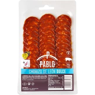 Chorizo de León dulce en lonchas sin gluten envase 100 g - Cecinas Pablo