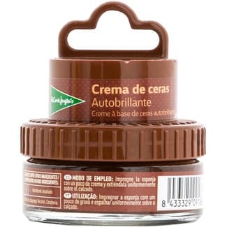 Limpia calzado crema de ceras autobrillante marrón con esponja tarro 50 ml - El Corte Ingles