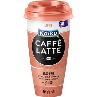 Caffé Latte Light bebida láctea de café arábica suave con leche desnatada fresca vaso 230 ml sin gluten sin lactosa - Kaiku