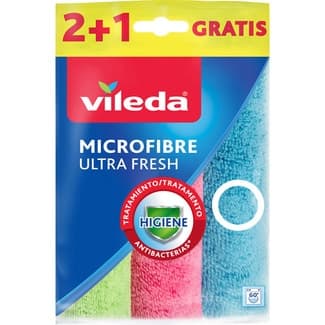 Bayeta microfibra Ultra Fresh higiene paquete 2 unidades + 1 gratis - Vileda