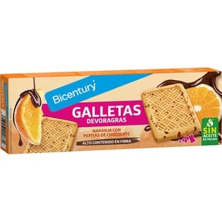 Devoragras galletas sabor naranja con pepitas de chocolate sin aceite de palma estuche 160 g - Bicentury