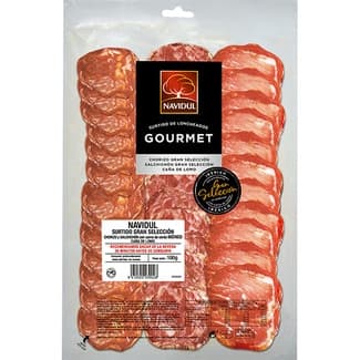 Surtido Gourmet Gran Selección chorizo + salchichón extra ibéricos envase 100 g + lomo embuchado en lonchas sin gluten - Navidul