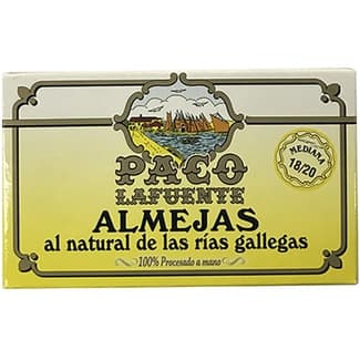 Almejas al natural de las rías gallegas medianas 18-20 lata 65 g neto escurrido - Paco Lafuente