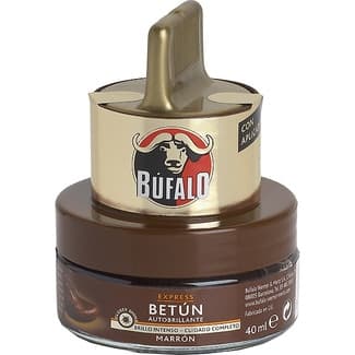 Limpia calzado crema 2 en 1 marrón tarro 50 ml con aplicador - Bufalo
