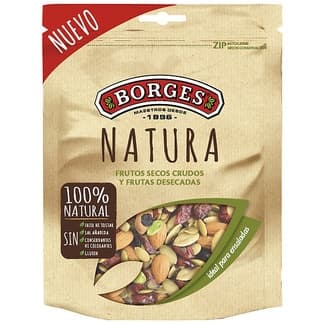Natura cóctel de frutos secos crudos y frutas desecadas 100% natural bolsa 130 g - Borges