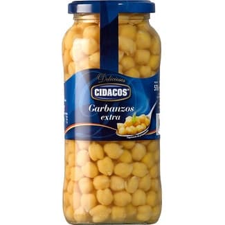 Garbanzos cocidos extra al natural frasco 400 g neto escurrido - Cidacos