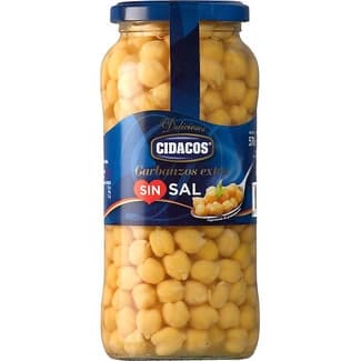 Garbanzos cocidos bajo en sal frasco 400 g neto escurrido - Cidacos