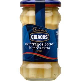 Espárragos blancos cortos extra medio frasco 115 g neto escurrido - Cidacos