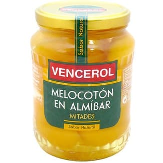 Melocotón en almíbar en mitades frasco 400 g neto escurrido - Vencerol
