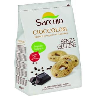 Cioccolosi galletas ecológicas con chips de chocolate sin gluten y sin aceite de palma envase 200 g - Sarchio