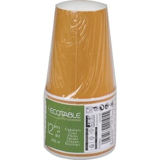 Vasos compostables naranjas 20 cl paquete 12 unidades - Gabbiano