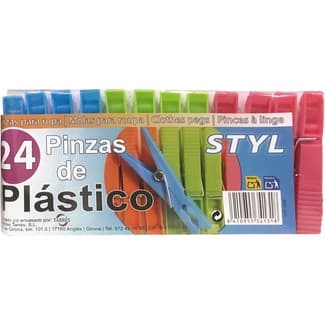 Pinzas de plástico paquete 24 unidades - Styl