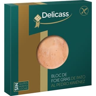 Bloc de foie gras de pato al Pedro Ximénez sin gluten envase 40 g - Delicass