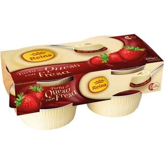 Tarta de queso con mermelada de fresa sin gluten pack 4 unidades 100 g - Reina