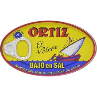 Bonito del norte en aceite de oliva bajo en sal lata 82 g neto escurrido - Ortiz